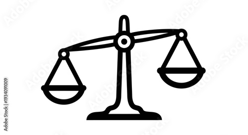 A symbolic illustration of balance, equity, and fairness, rendered in clean line art style