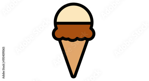A vibrant cartoon illustration of a delectable ice cream cone with multiple flavors and colors