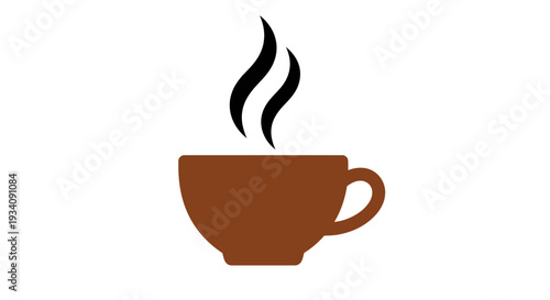 A warm beverage in a cup with steam rising against a white background for a fresh feel