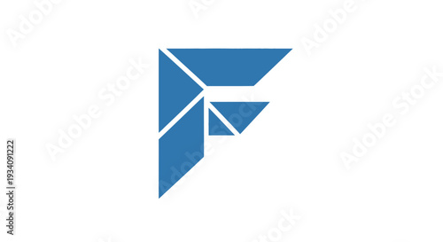 Abstract Geometric Blue Letter F Logo Design for Branding and Creative Concept