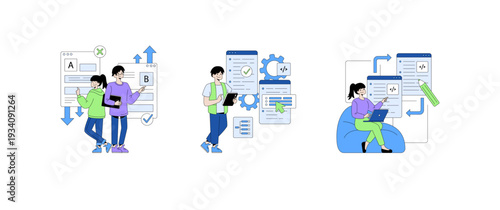 Software Development Collaboration Vector Illustration