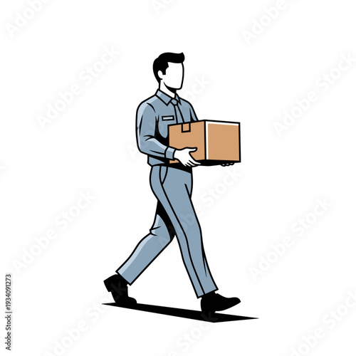 Man in Uniform Carrying a Box.