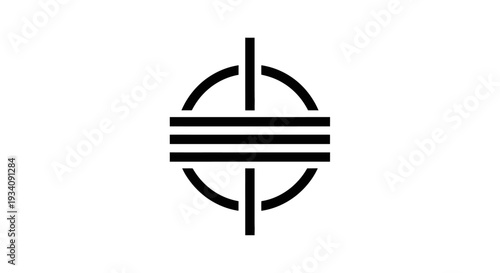 Abstract geometric design with circle and lines, artistic minimalism for various purposes