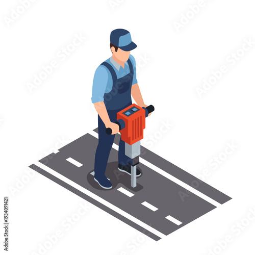 Man Operating Road Compactor Machine.