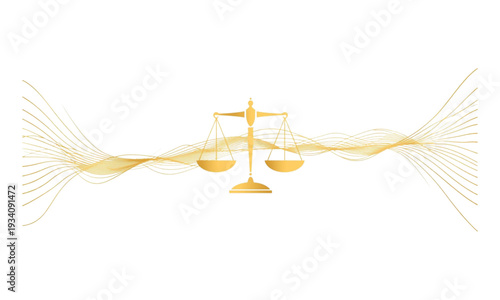 Scales of justice with gold line 