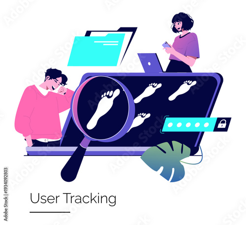 User Tracking Concept with Digital Footprint Illustration