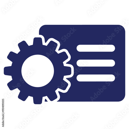 Configuration Settings Icon with Gear and Menu List for Technological Solutions and Digital Tools