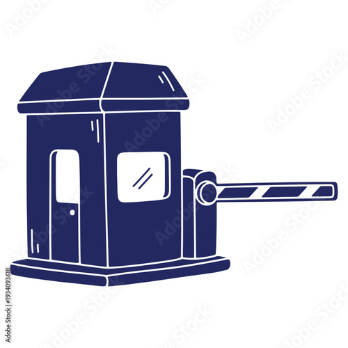 Dark blue toll booth illustration with barrier arm perfect for transportation and logistics projects security and access concepts