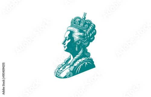 Catherine the Great Empress Silhouette, Historical Russian Monarchy Vector Sticker, Powerful Women in History Illustration