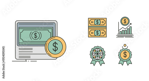Conceptual illustration depicting financial concepts using graphics and visual metaphors