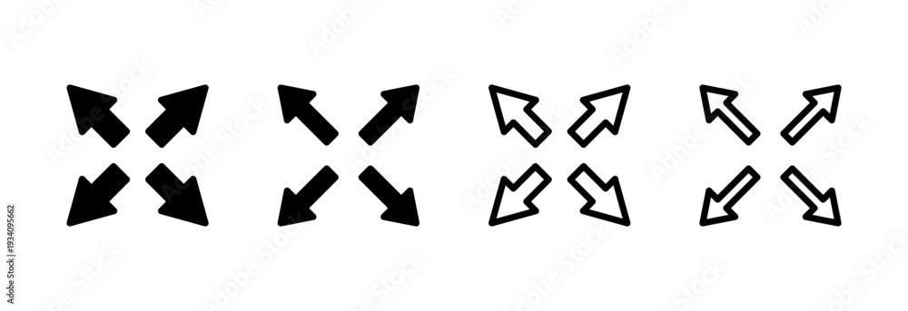 Fototapeta premium Fullscreen Icon vector illustration. Expand to full screen sign and symbol. Arrows symbol