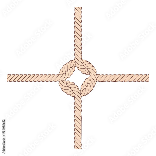 Knot formation illustration with intersecting ropes on a white background