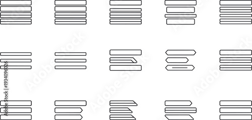 Minimal Line Divider and Separator Icon Set with Horizontal Rules, Arrows, and Interface Elements in Outline Vector Style