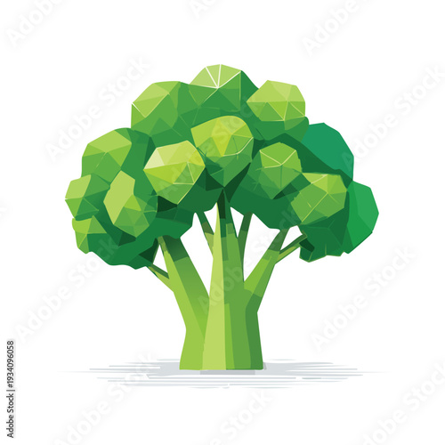 Geometric broccoli illustration on white background