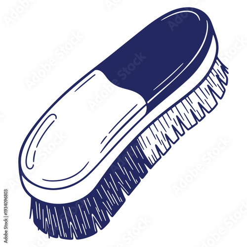 Hand Drawn Illustration of a Scrub Brush for Cleaning and Household Chores Simple Design