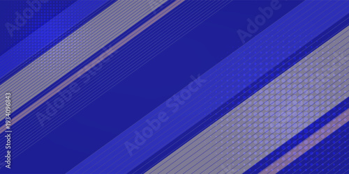 Abstract blue banner design vector, dynamic sporty horizontal background template with blue and yellow shapes for media promotion or web banner