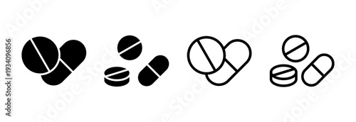 Pills icon vector illustration. capsule icon. Drug sign and symbol