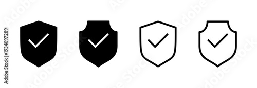 Shield check mark icon vector illustration. Protection approve sign. Insurance icon