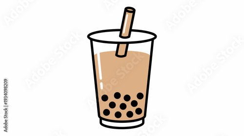 Bubble tea beverage with tapioca pearls, a refreshing and popular drink for enjoyment