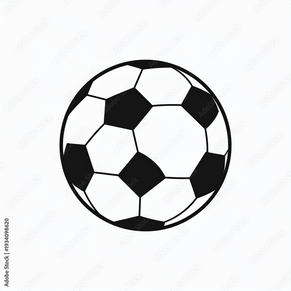 Fototapeta premium Black and white soccer ball isolated on white background minimal design sports icon