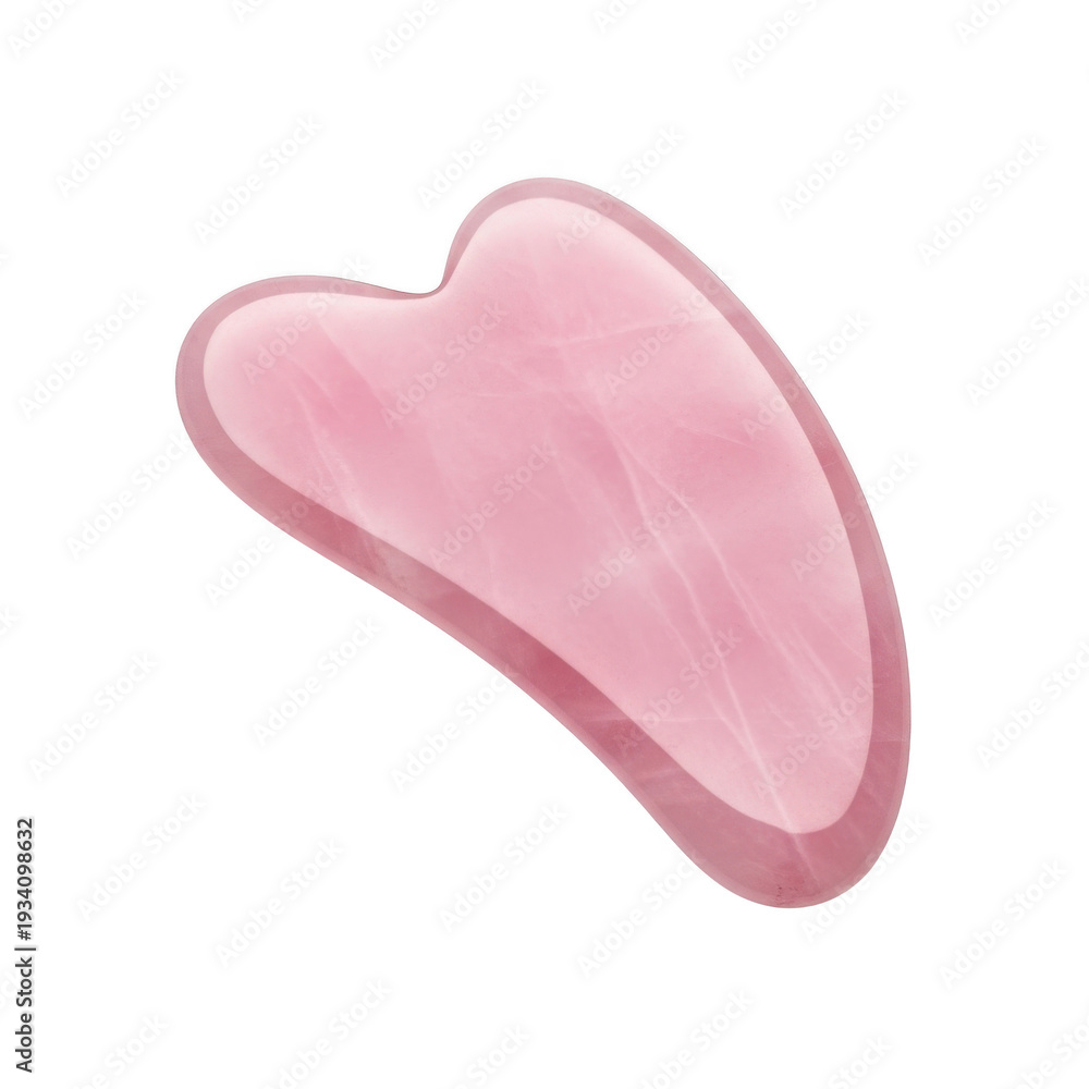 Fototapeta premium Pink heart-shaped crystal stone with smooth surface and rounded edges isolated on a transparent background