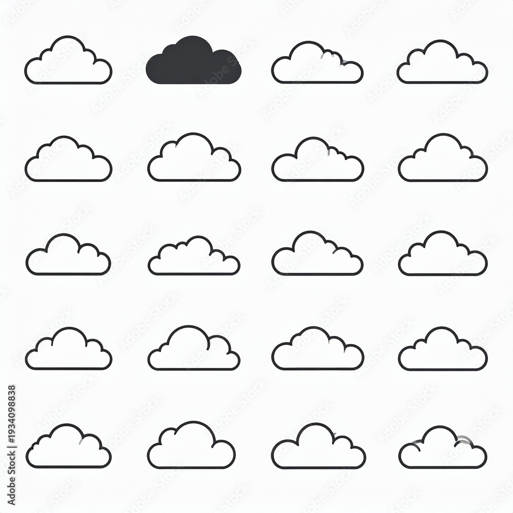 Fototapeta premium Minimalist cloud set isolated on gray background vector illustration weather sky