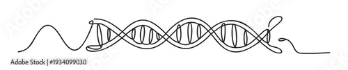 Monoline drawing portraying the fundamental structure of DNA genetics and biological evolution for scientific research and healthcare education materials