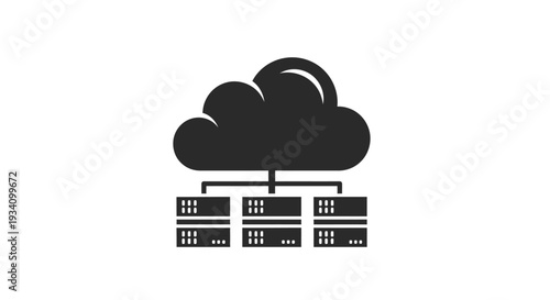 Cloud computing illustration representing server infrastructure and digital data management
