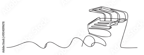 Continuous one line drawing of a classic arcade video game machine perfect for gaming related marketing materials, entertainment websites, or technology education resources