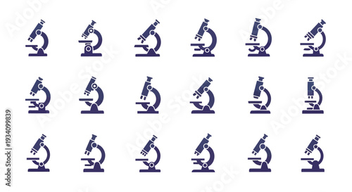 Collection of Microscope Illustrations: Scientific Research and Laboratory Equipment