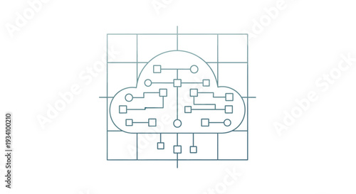 Conceptual representation of cloud computing technology and digital connectivity