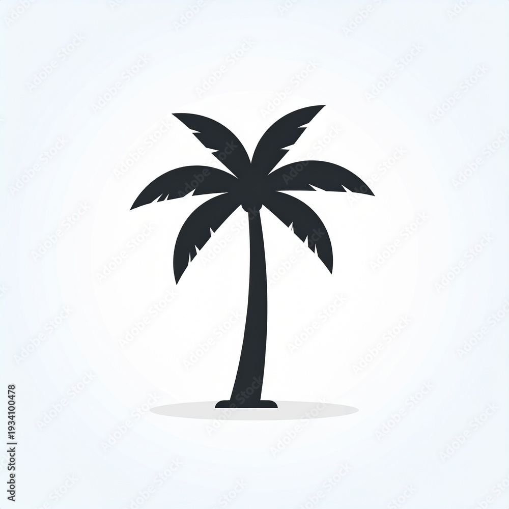 Obraz premium Silhouette palm tree isolated on white background minimalist tropical design vector