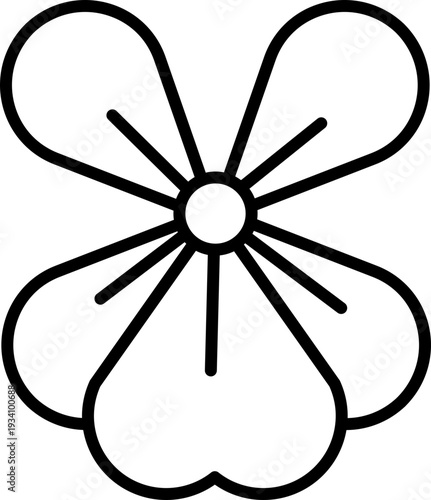 Pansy Flower Icon, Pansy Blossom Floral Line Icon, Pansy Garden Flower Minimal Design Symbol