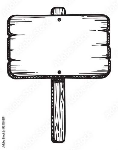 Classic hand drawn wooden signpost providing a blank rustic message board for various graphic communication purposes and informational displays