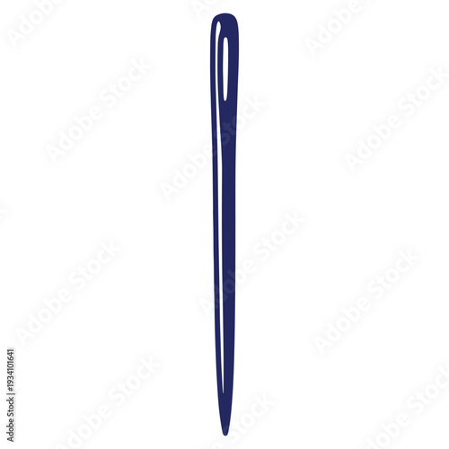 Isolated Sewing Needle Illustration with Eyelet for Threading and Sharp Point for Fabric Work