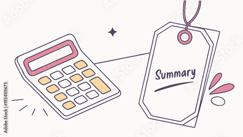 Stunning calculator and summary tag for business finance and accounting needs