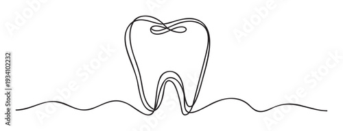 Minimalist continuous line drawing of a healthy tooth symbolizing dental care and oral hygiene perfect for dental clinic branding or healthcare education materials