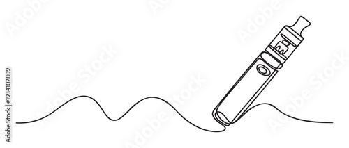 Modern electronic cigarette device depicted in a continuous line style, perfect for illustrating vaping culture, technology, or healthy lifestyle content for various media.