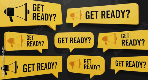 A compelling visual composition using bold typography and speech bubbles for an announcement