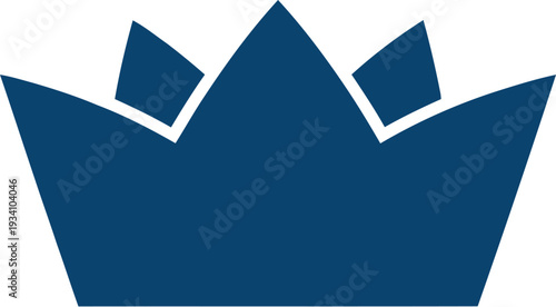 A minimalist blue crown illustration with sharp edges and white outline on plain background