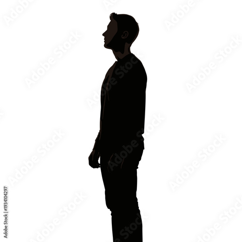 Profile Silhouette of Standing Man.