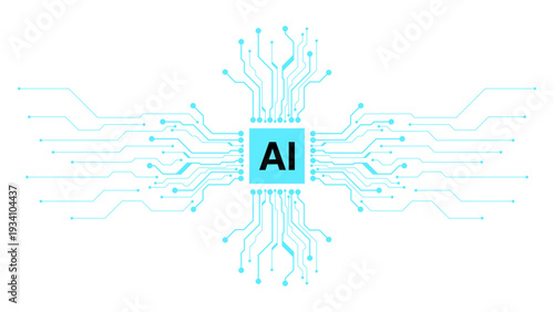 AI Processor Chip Circuit Board Technology Vector Illustration