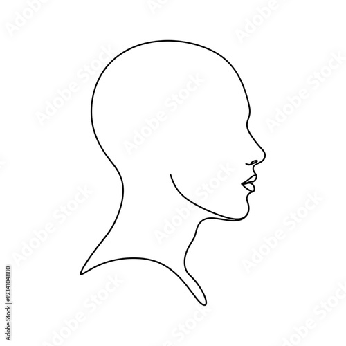 Simple Line Drawing of Human Head Profile.
