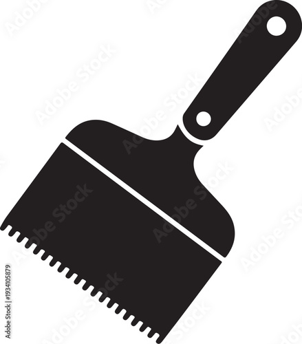 Black serrated putty knife with handle serrated knife