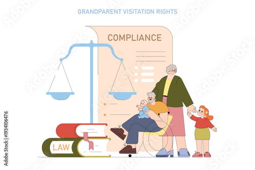 Grandparent Visitation Rights Vector Illustration