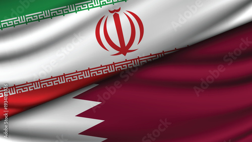 Illustration Vector Featuring IRAN and QATAR Identities with IRAN and QATAR Flags