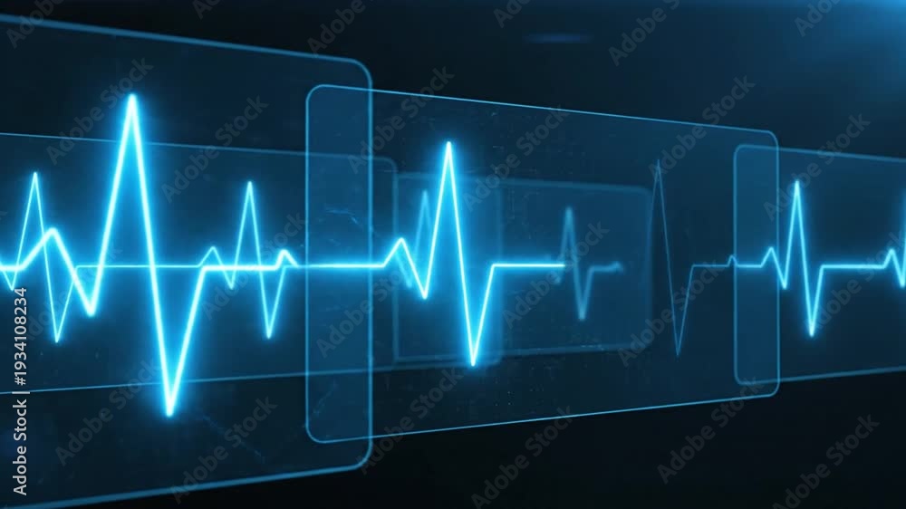 custom made wallpaper toronto digitalAbstract blue glowing digital waveform heartbeat on dark background