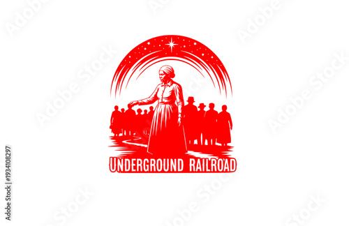 Harriet Tubman Underground Railroad Silhouette, Civil Rights History Vector Sticker, Freedom and Courage Historical Icon