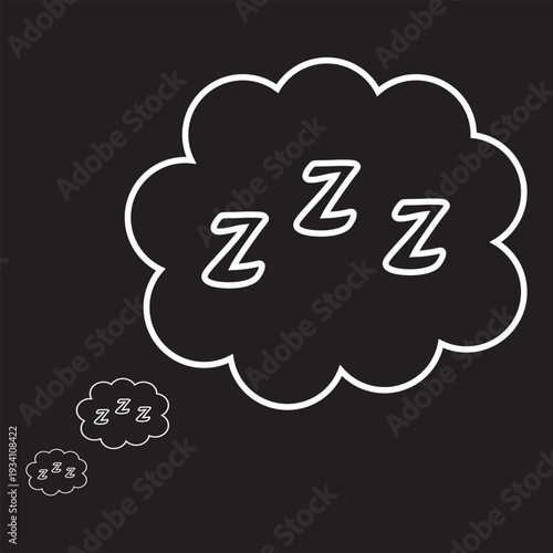 Sleep ZZZ speech Cloud icon. Resting and snoring vector symbols.