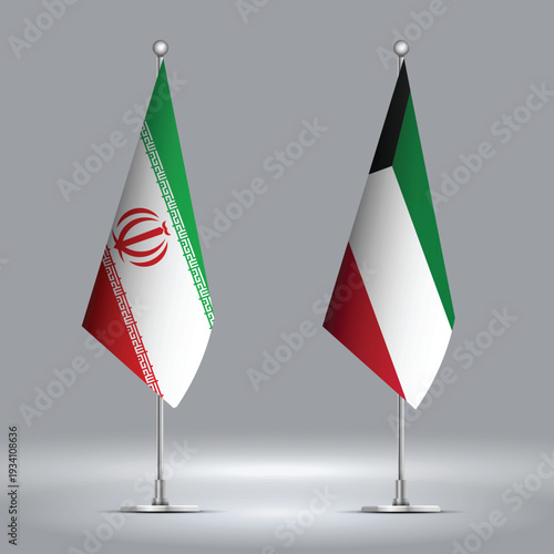 Illustration Vector Featuring IRAN and KUWAIT Identities with IRAN and KUWAIT Flags